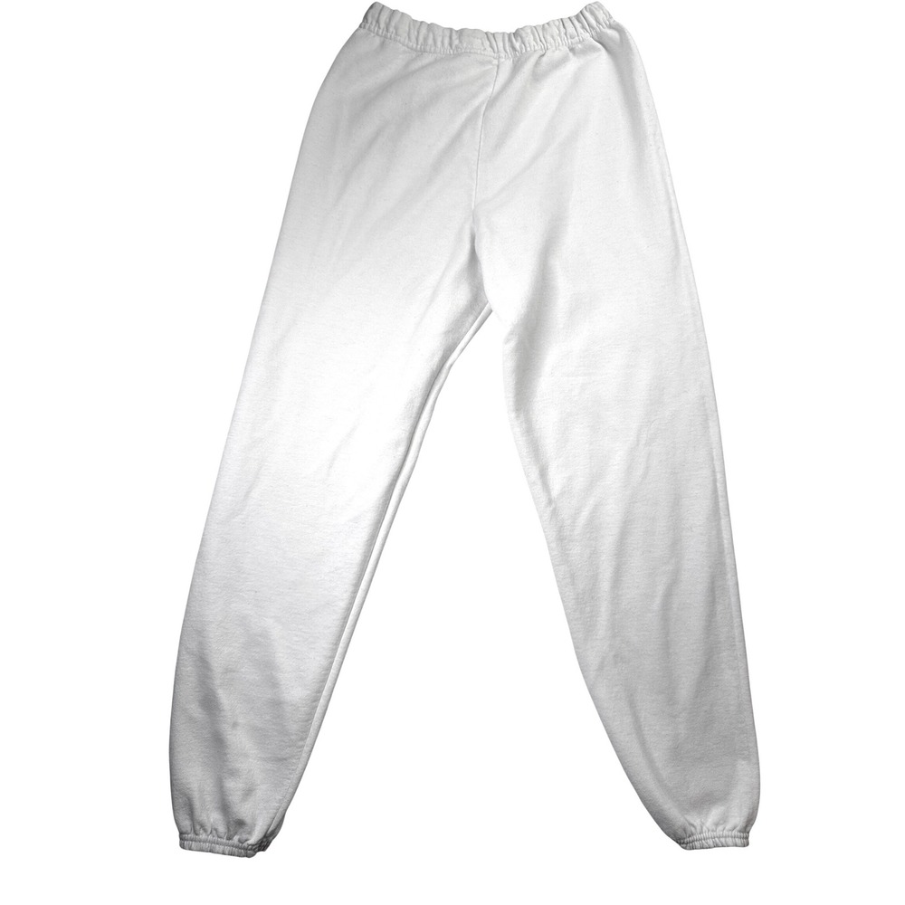 Jerzees NuBlend White Sweatpants Mens Medium Elastic Waist Cuffs Fleece Joggers
